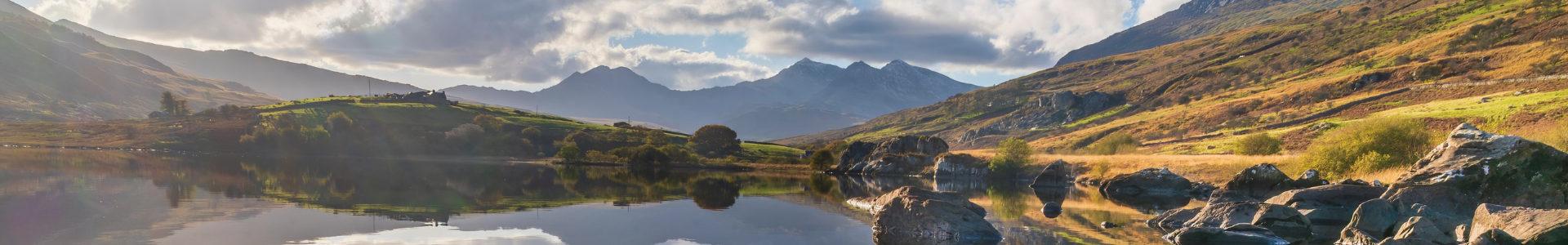 Panoramic view of mountains and a lake