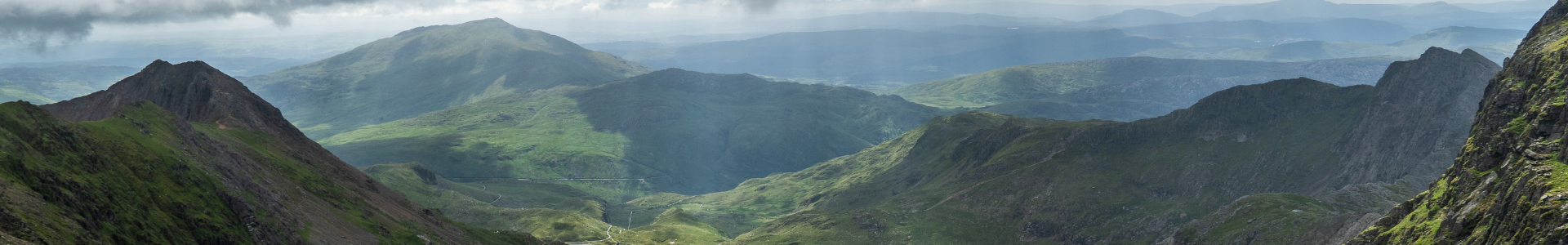 Views of green mountain landscape